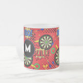 Darts Speler Comic Book Speech Bubbles Matglas Koffiemok (Voorkant links)