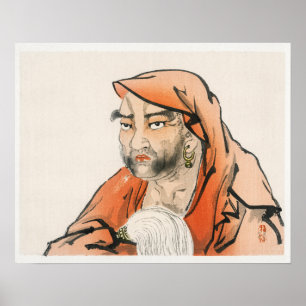 Daruma (Bodhidharma) door Kono Bairei Poster