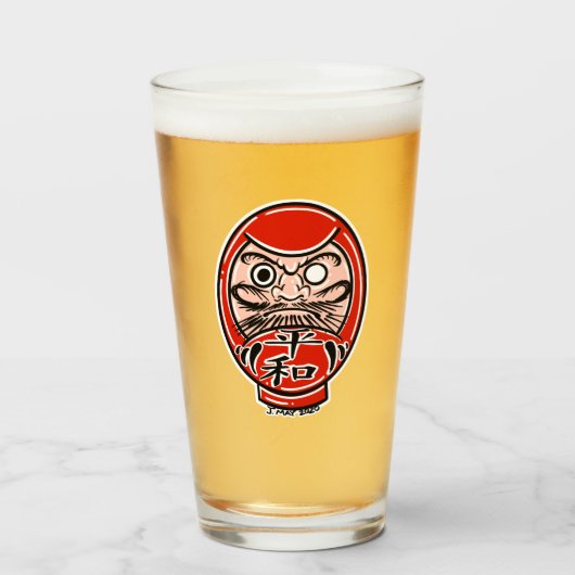 Daruma Doll Craft Beer Pint Glass Glas (Voorkant gevuld)