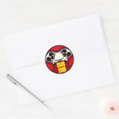 Daruma pop brengt "Beter fortuin" (開運) Ronde Sticker (Envelop)