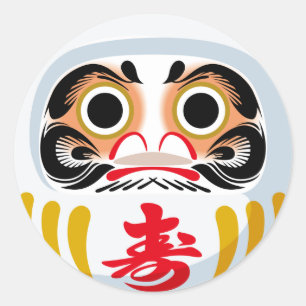 Daruma-pop (traditionele Japanse geluksbrenger) Ronde Sticker