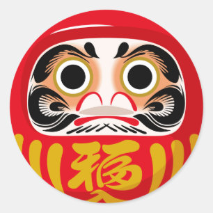Daruma-pop (traditionele Japanse geluksbrenger) Ronde Sticker
