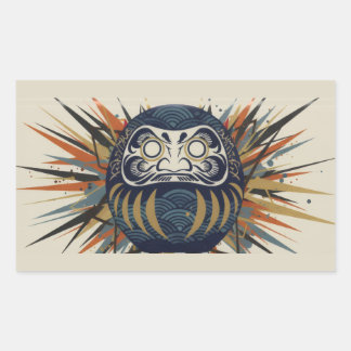 Daruma Skateboard – Japanese Ukiyo-e Inspired Art Rechthoekige Sticker