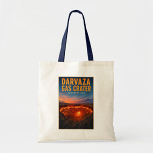 Darvaza Gas Krater Turkmenistan Illustratie Retro Tote Bag