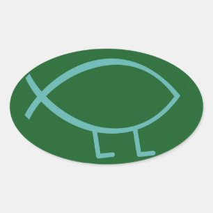Darwin Fish (groen & blauw, grotere) Stickers