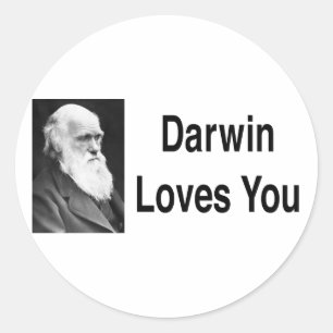 Darwin houdt van je 2 ronde sticker