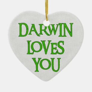 Darwin houdt van je keramisch ornament