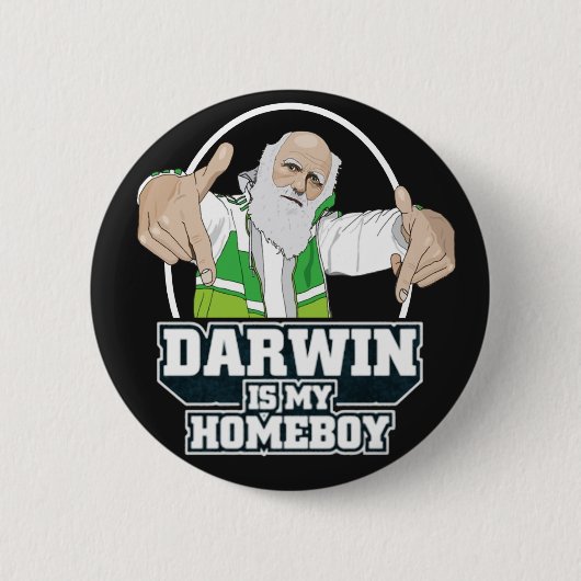 Darwin is mijn homeboy (volledige kleur) ronde button 5,7 cm (Voorkant)