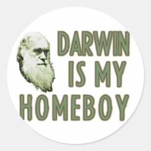 Darwin is mijn huisjongen ronde sticker