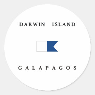 Darwin Island Galapagos Alpha Dive Flag Ronde Sticker