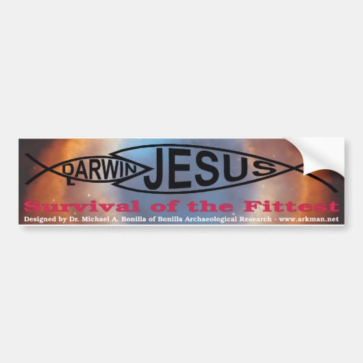 Darwin vs. Jesus bumper sticker (Voorkant)