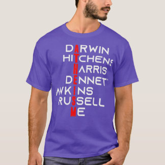 darwinHichensHarrisDennettDawkinsRussellme T-shirt