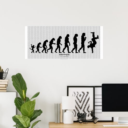Darwiniaanse evolutie van Rap "RAPPER" Art Poster (Thuiskantoor)