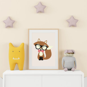 Das Hipster Bruine Vos met Strik Poster