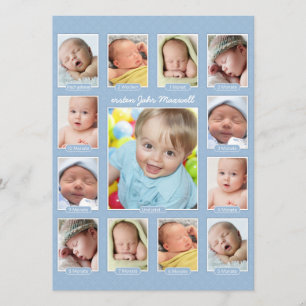 Das Jahr-Foto-Anmeken-Collageen-Druck des Babys Kaart