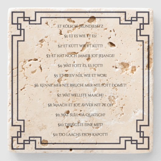 Das Kölsche Grundgesetz – Köln Cologne Jugendstil Stenen Onderzetter (Voorkant)