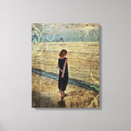 Das Mädchen am Strand Canvas Afdruk (Voorkant)