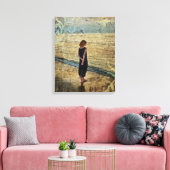 Das Mädchen am Strand Canvas Afdruk (Insitu (Woonkamer))