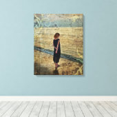 Das Mädchen am Strand Canvas Afdruk (Insitu (Houten vloer))