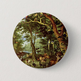 Das paradies van Jan Brueghel de Ouder (beste Qual Ronde Button 5,7 Cm