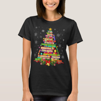 Das Tree Library kerstlampje Bomebook Lover T-shirt