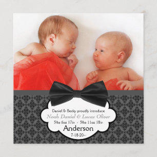 Das Twin Baby Boy Foto Geboorteaankondiging Aankondiging