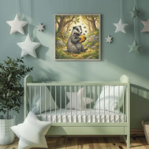 Dasbad - Droomland Bosdieren Nursery Poster