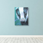 Dasbad in het bos met blauwe klokjes canvasprint canvas afdruk (Insitu (Houten vloer))