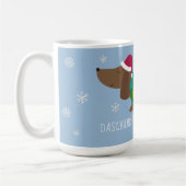 Daschund À Travers La Neige Illustré Mug De Café (Gauche)