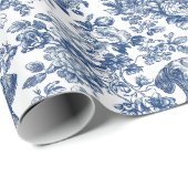 Daschund Dog Blue Toile Pattern Cadeaupapier (Rol Hoek)