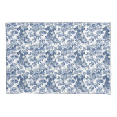 Daschund Dog Blue Toile Pattern Kussensloop (Voorkant)