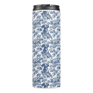 Daschund Dog Blue Toile Pattern Thermosbeker