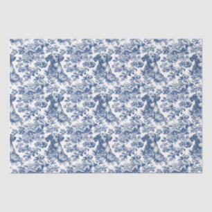 Daschund Dog Blue Toile Pattern Tissuepapier