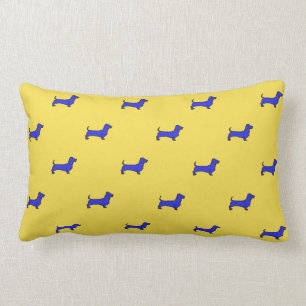 Daschund Lumbar Pillow - met blikken blauw op Oran Kussen