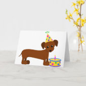 DaschundBDay Kaart (Gele Bloem)