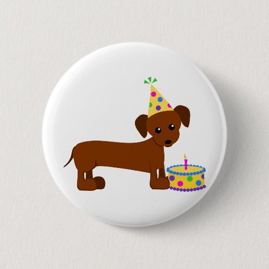 DaschundBDay Ronde Button 5,7 Cm (Voorkant)