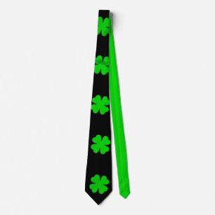 Dasdas St Patricks Day Shamrock Zwart Neon Groen Stropdas