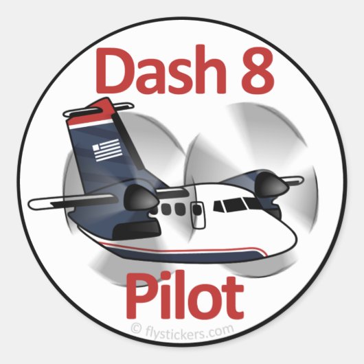 Dash 8 Pilot (USAir Express) Ronde Sticker (Voorkant)