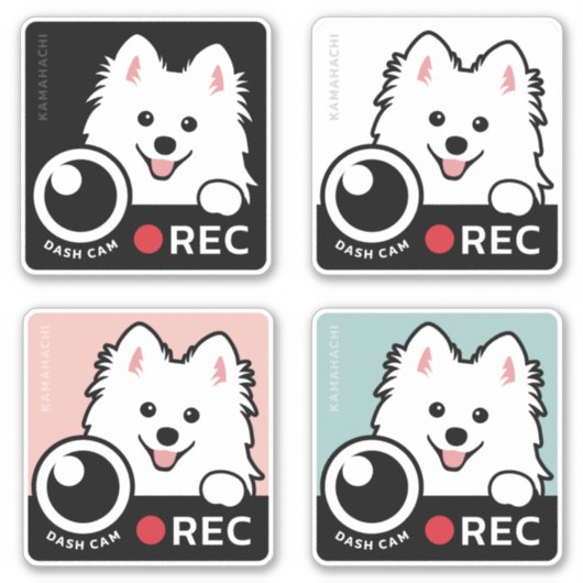 Dash Cam - Spitz Dog Opname Waarschuwing Sticker 4 (Voorkant)
