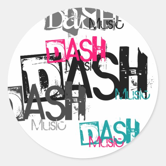 Dash, Dash, Dash, Dash, Dash, Muziek, Muziek, Mus. Ronde Sticker (Voorkant)