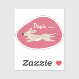 "Dash" schattig geïllustreerd beige lange hond roz Sticker