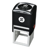 Dash Zwarte Cirkel Monogram Script Aangepast Adres Zelfinktende Stempel (Product)