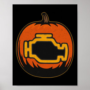 Dashboard Car Check Engine Grappige Pompoen Hallow Poster