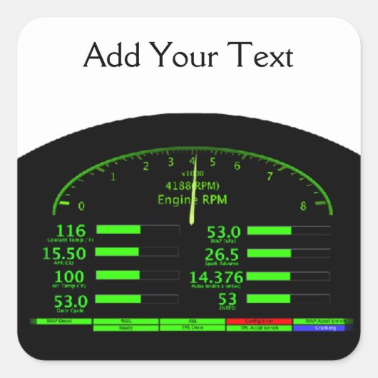 Dashboard Glow met zwart Lijst Vierkante Sticker (Voorkant)