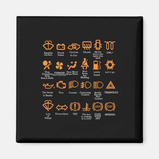 Dashboard Iconen Koffie Mok Auto Guy Car Lover Mec Magneet (Voorkant)