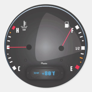 Dashboard van autobrandstof en -temperatuur ronde sticker