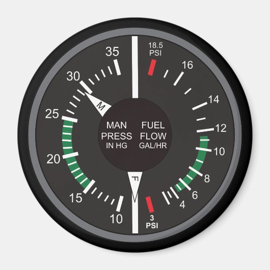 Dashboard van het vleugelvliegtuig met drukverdeli magneet (Voorkant)
