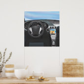 Dashboard van sportauto poster (Keuken)