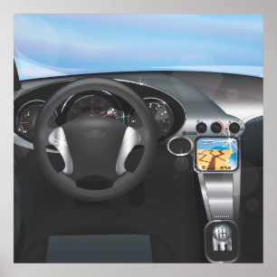 Dashboard van sportauto poster