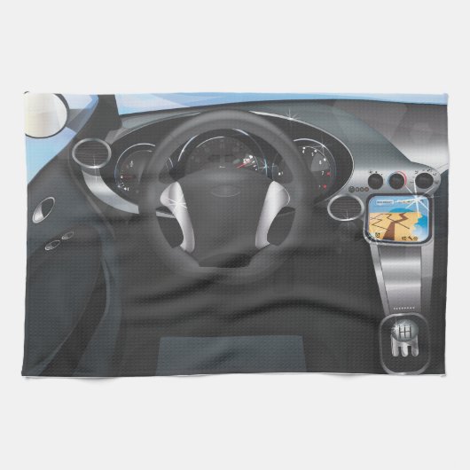 Dashboard van sportauto theedoek (Horizontaal)